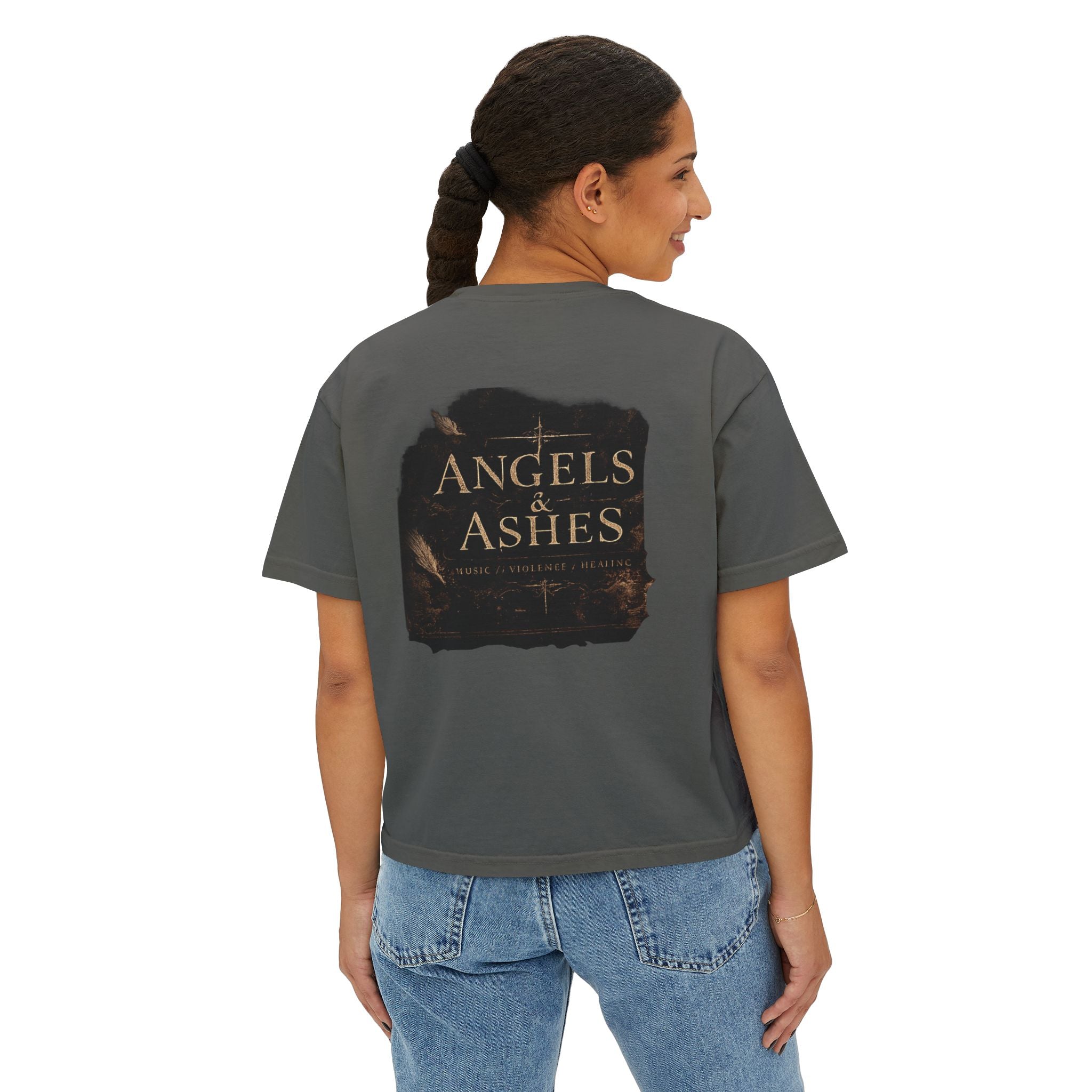 ZAIE Aesthetic Boxy Tee — Minimal Poem Graphic Cropped T‑Shirt