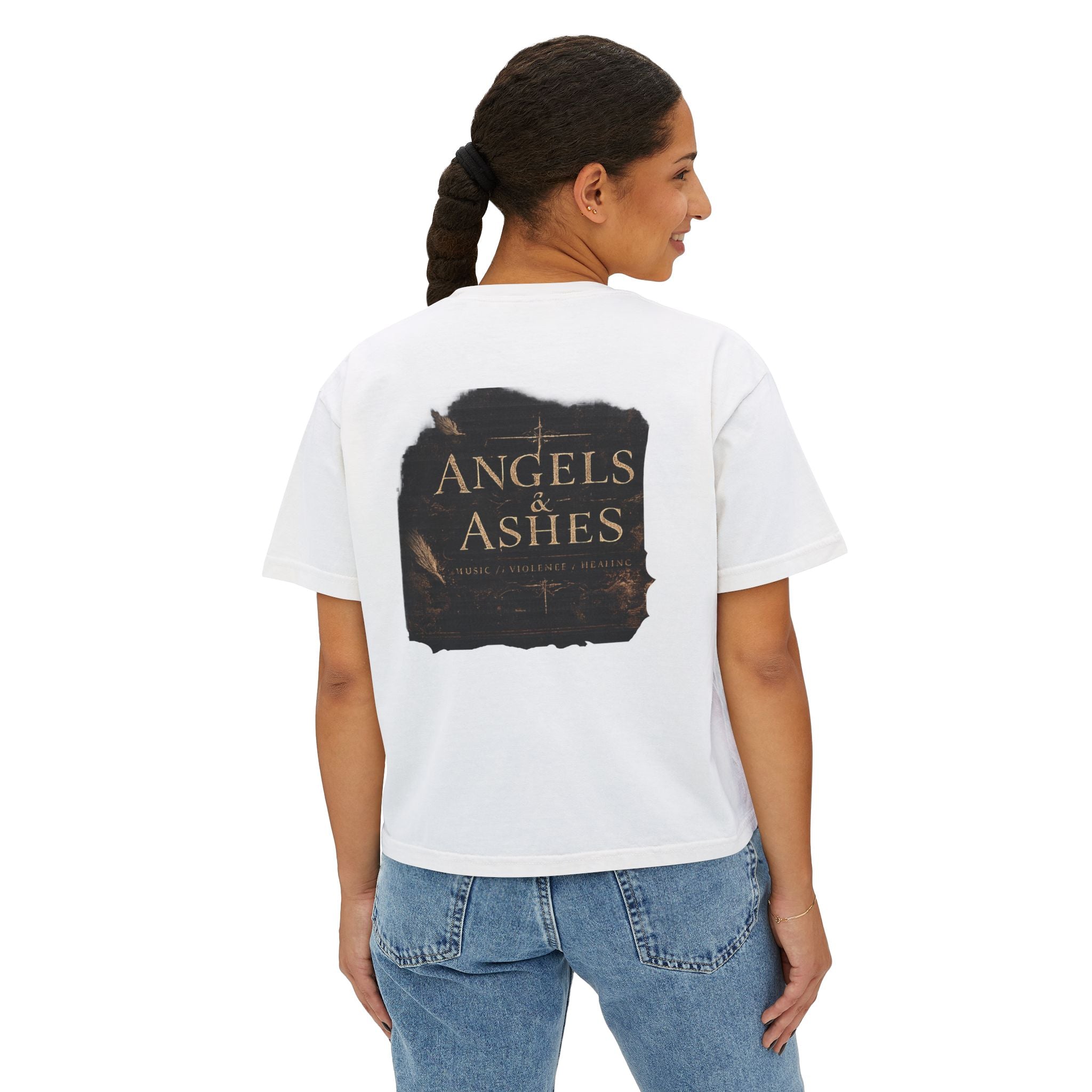 ZAIE Aesthetic Boxy Tee — Minimal Poem Graphic Cropped T‑Shirt