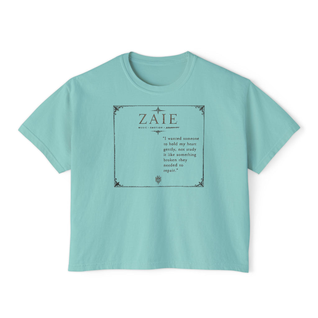 ZAIE Aesthetic Boxy Tee — Minimal Poem Graphic Cropped T‑Shirt