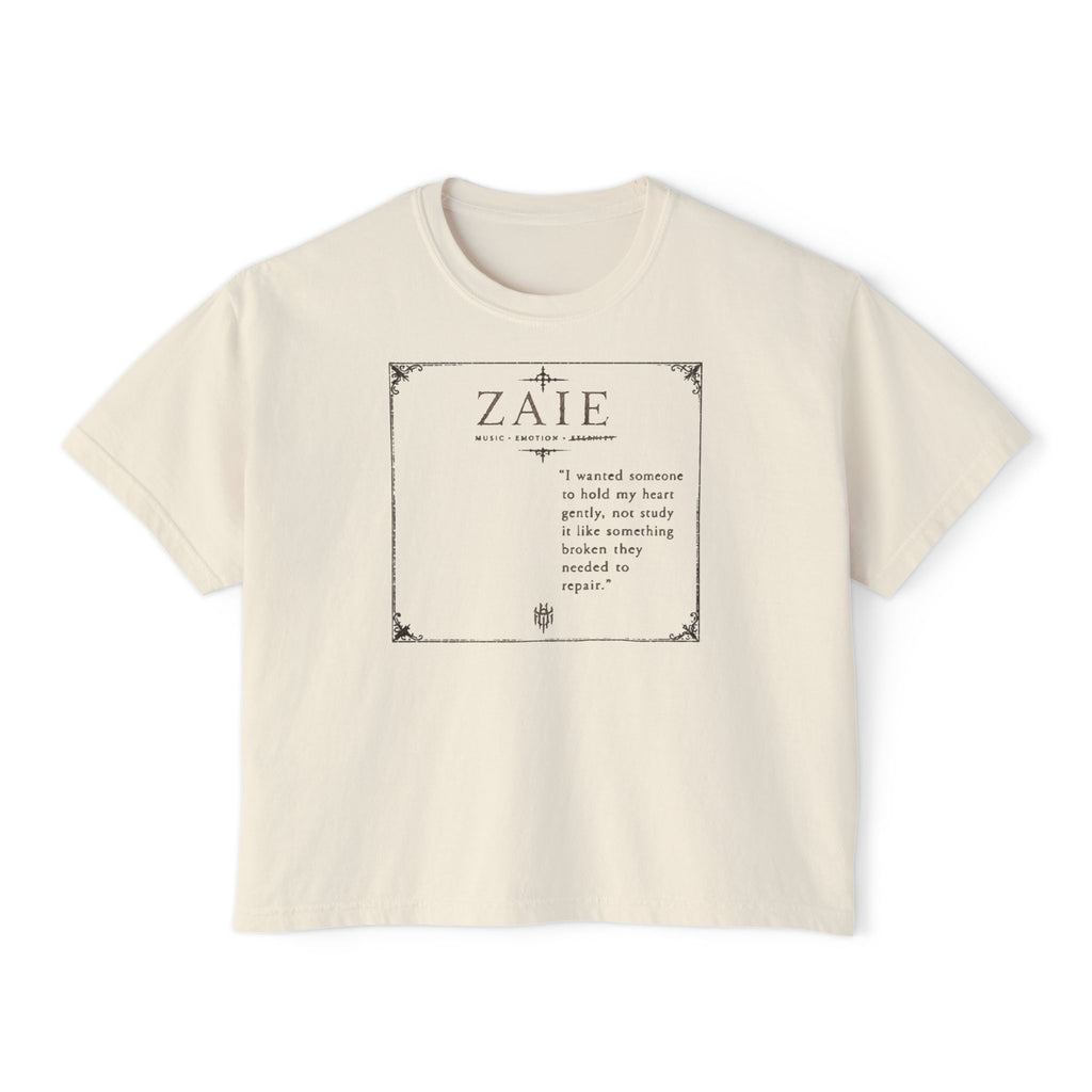 ZAIE Aesthetic Boxy Tee — Minimal Poem Graphic Cropped T‑Shirt