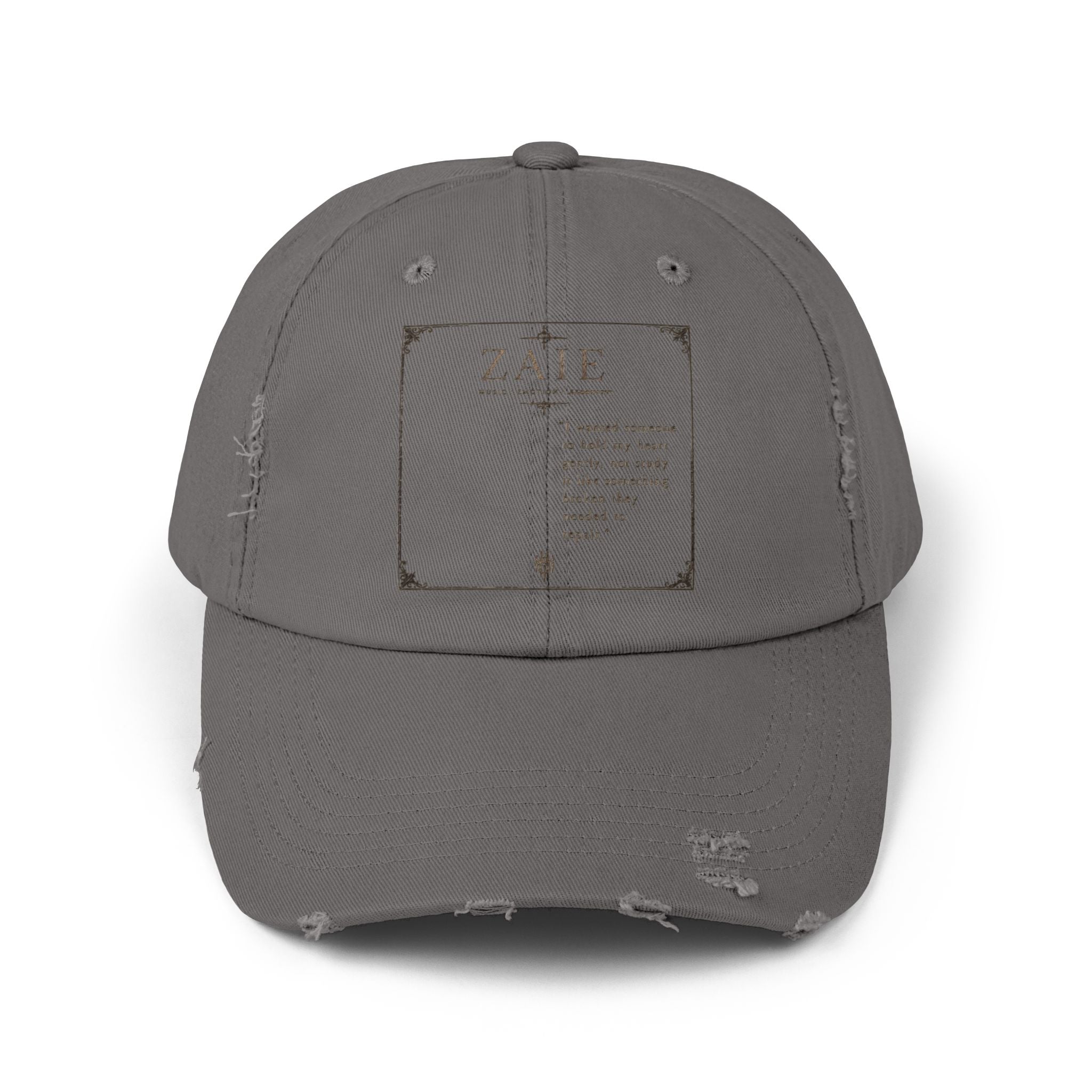 Distressed Black Patch Cap — Vintage ZATE Label Baseball Hat