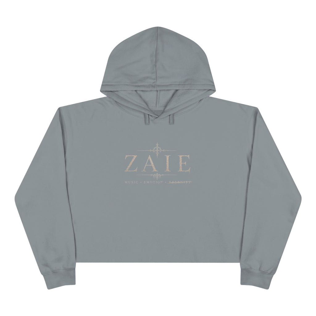 Crop Hoodie — ZAIÉ Minimal Logo Cropped Hoodie (Front Logo, Back Artwork)
