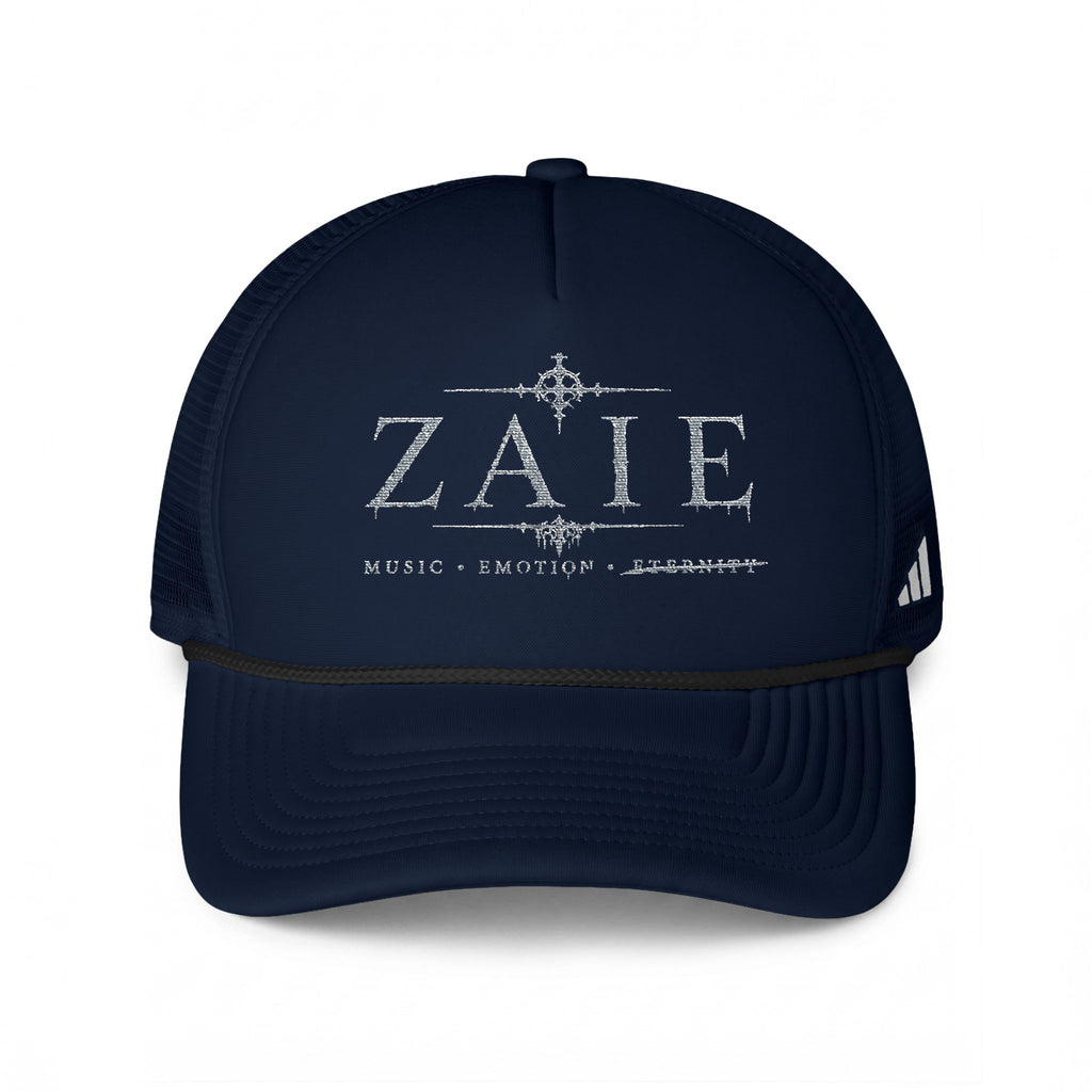 Zate Trucker Cap — White Mesh Baseball Hat with Distressed Logo