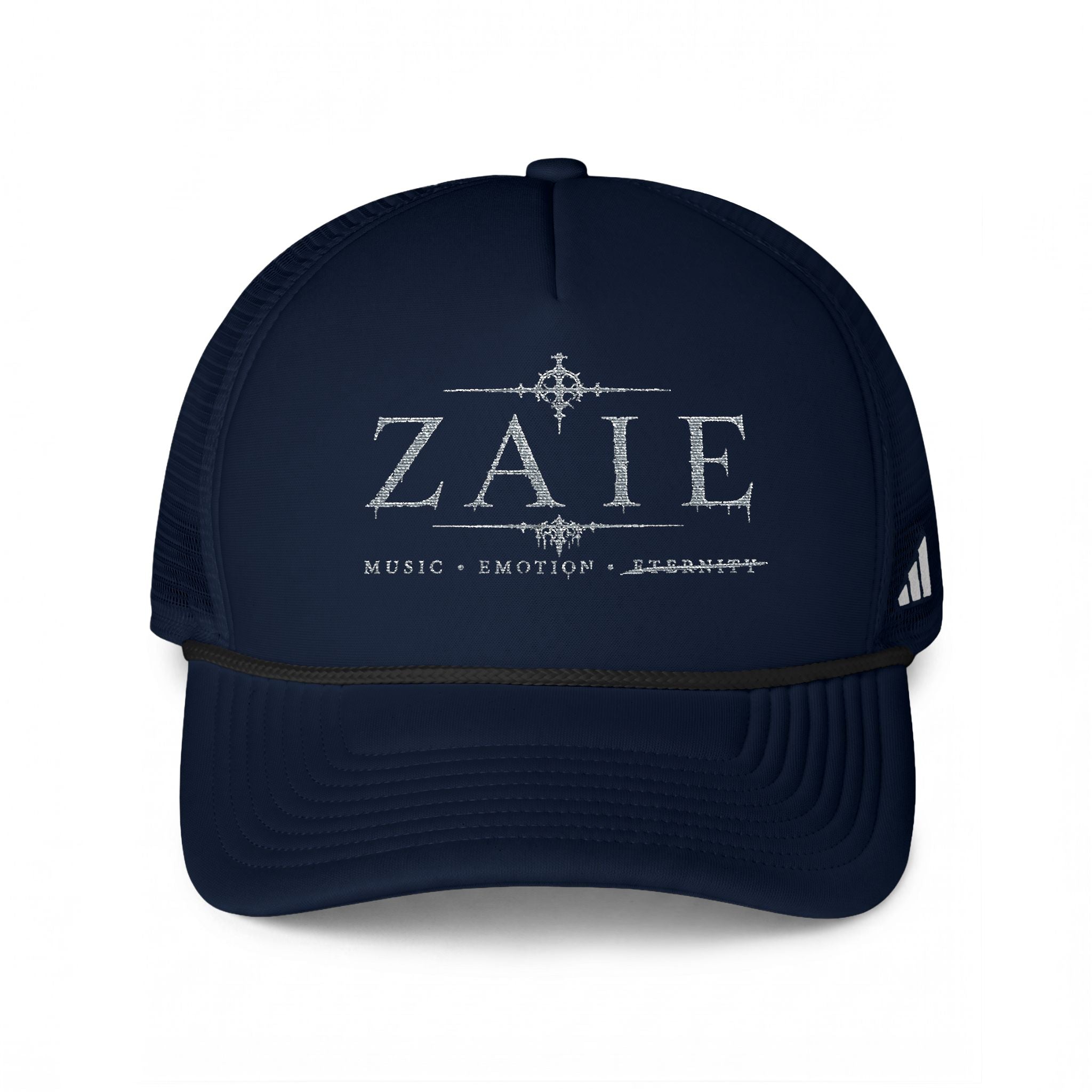 Zate Trucker Cap — White Mesh Baseball Hat with Distressed Logo