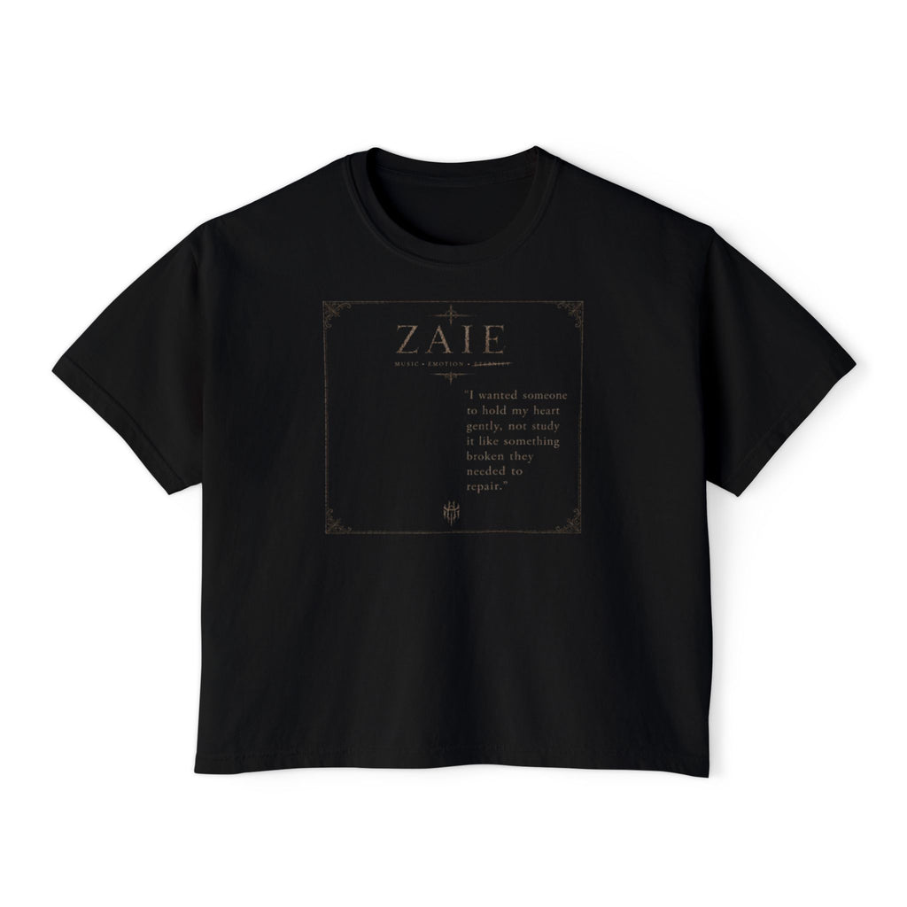 ZAIE Aesthetic Boxy Tee — Minimal Poem Graphic Cropped T‑Shirt