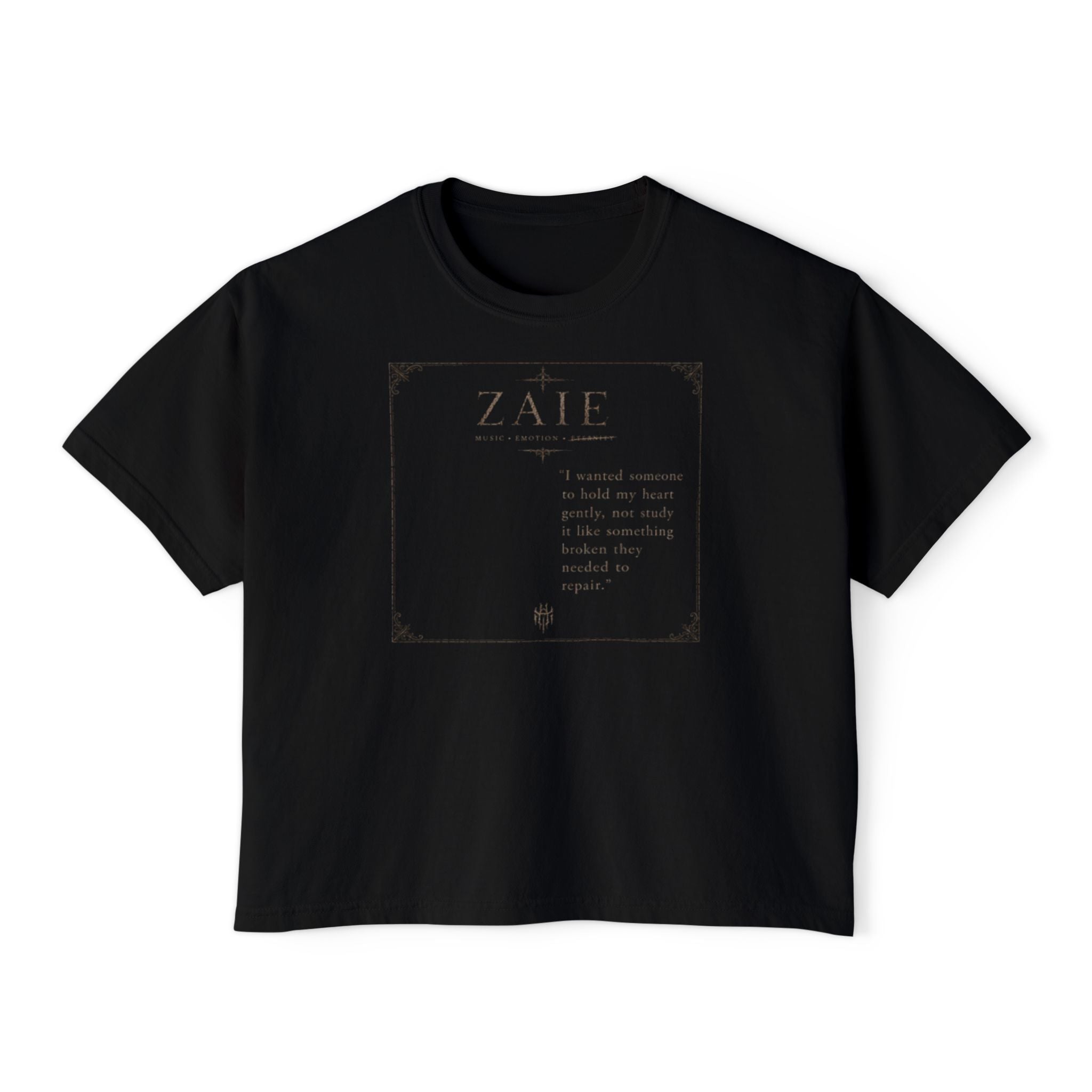 ZAIE Aesthetic Boxy Tee — Minimal Poem Graphic Cropped T‑Shirt