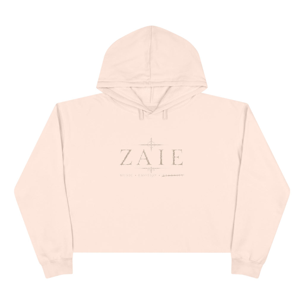 Crop Hoodie — ZAIÉ Minimal Logo Cropped Hoodie (Front Logo, Back Artwork)