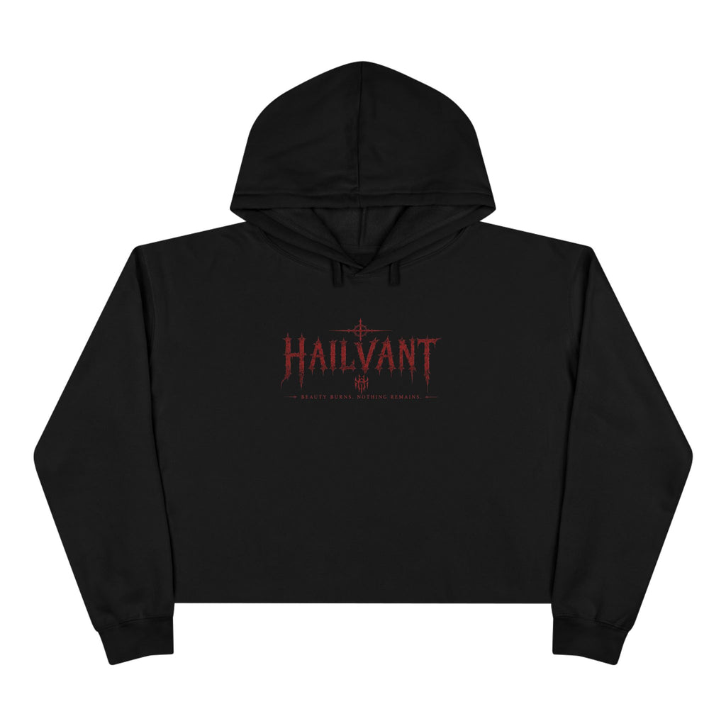 Hailvant Cropped Hoodie – Gothic Logo & Dark Art Back Print