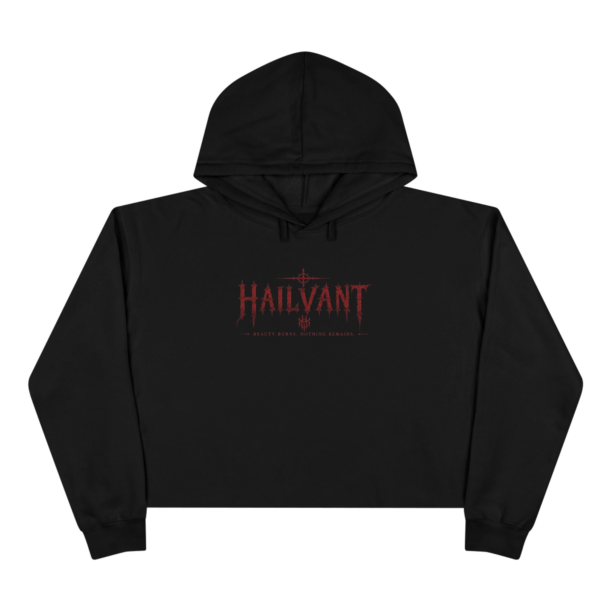 Hailvant Cropped Hoodie – Gothic Logo & Dark Art Back Print