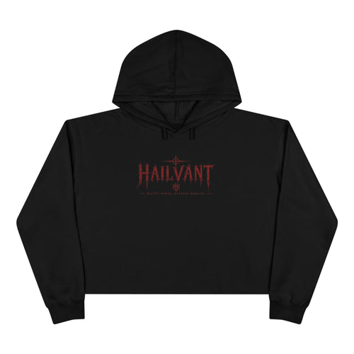 Hailvant Cropped Hoodie – Gothic Logo & Dark Art Back Print
