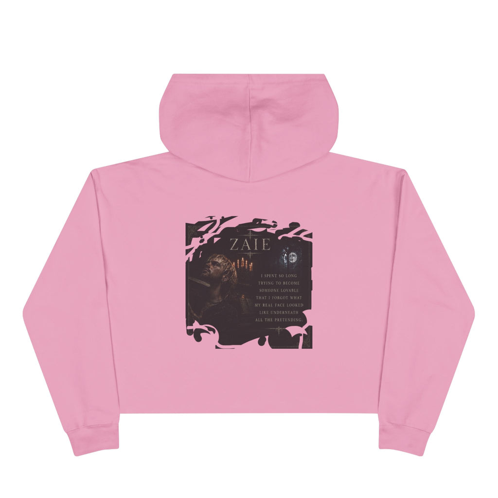 Crop Hoodie — ZAIÉ Minimal Logo Cropped Hoodie (Front Logo, Back Artwork)